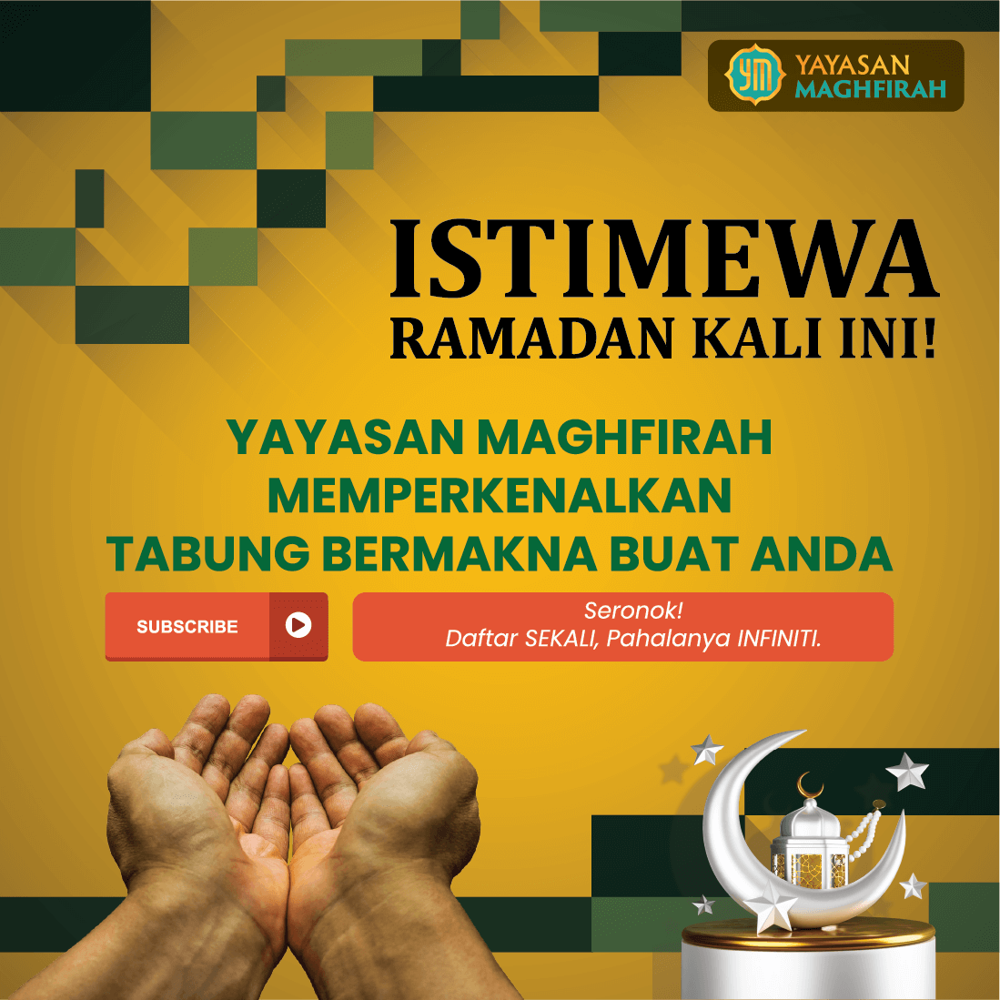 Tabung Bulanan Yayasan Maghfirah (03) Setiap bulan, sedekah anda menjadi lebih mudah dan automatik dengan potongan bulanan Yayasan Maghfirah.